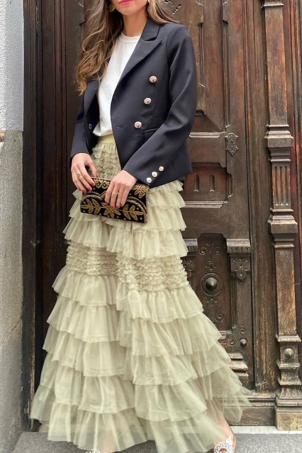 Aurora® | Gestufter Maxirock aus Tüll mit elastischem Bund von City Empress