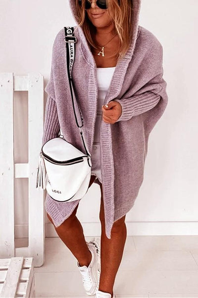 Blaue Kapuzenjacke mit Fledermausärmeln – Lara