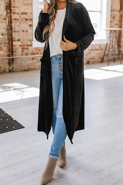 Lilly® | Samt-Cardigan ohne Knöpfe