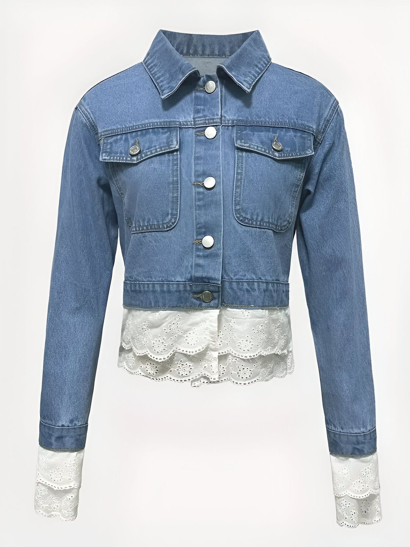 Lindsee | Schicke Denim-Jacke mit Spitzenbesatz