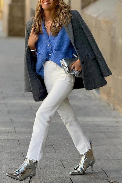 Jane® | Lässiger, lockerer Pullover-Strickjacke