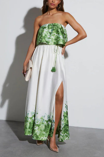 Silvia® | Trägerloses Maxikleid aus Satin