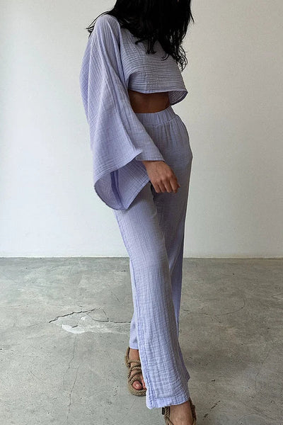 Teodora® | Zweiteiliges Set aus Fantasy-Lila aus Baumwolle und Leinen