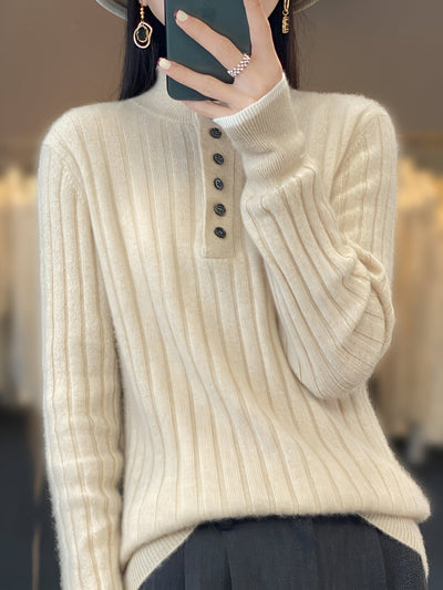 Gretchen | Lässige Turn-Down Kragen Pullover gestrickte Kleidung Tops