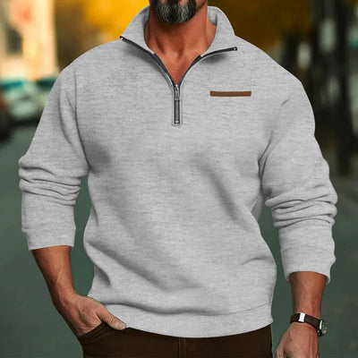 Halbreißverschluss-Pullover aus Samt für Herren