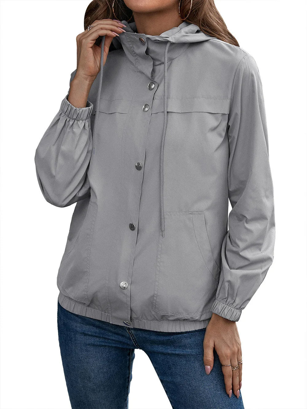 Outdoor-Regenjacke mit Kapuze für Frauen