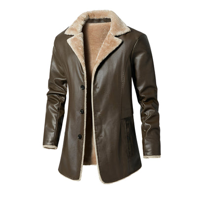 Klaus | Luxuriöse Mittel-Lange Lederjacke