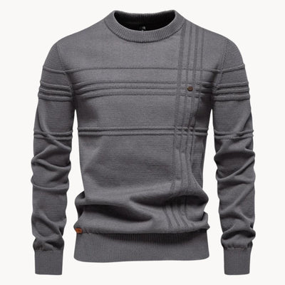 Eleganter Pullover mit Karomuster Hellgrau - Leo
