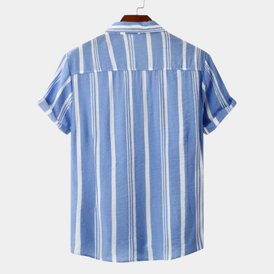 Herren bequemes gestreiftes Hemd | Kurzarm