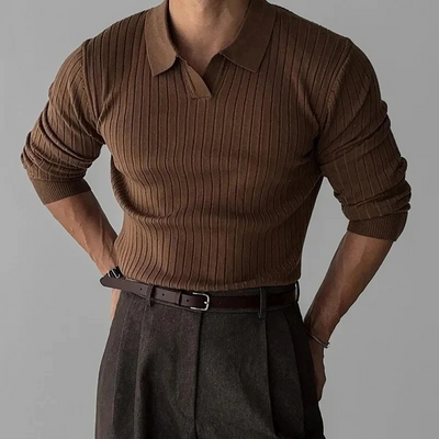 Elegantes Vintage-Polo für Männer | Langarm
