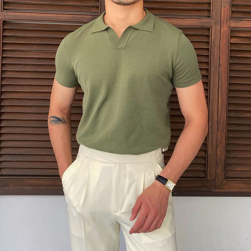 Herren Sommer-Poloshirt mit V-Ausschnitt | Kurzarm