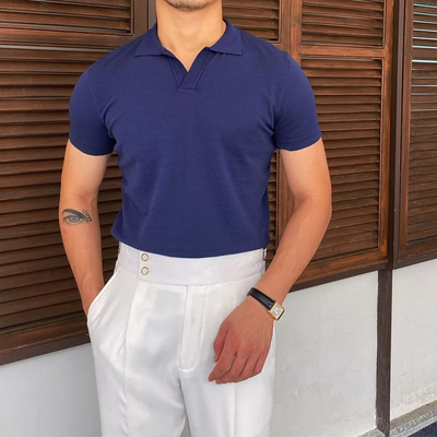 Herren Sommer-Poloshirt mit V-Ausschnitt | Kurzarm