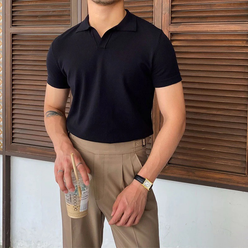 Herren Sommer-Poloshirt mit V-Ausschnitt | Kurzarm