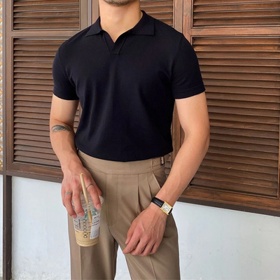Herren Sommer-Poloshirt mit V-Ausschnitt | Kurzarm