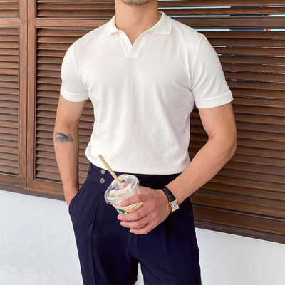 Herren Sommer-Poloshirt mit V-Ausschnitt | Kurzarm
