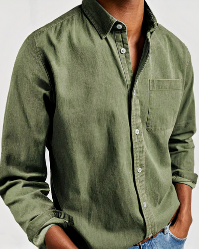 Herren weiches Jeanshemd | Langarm
