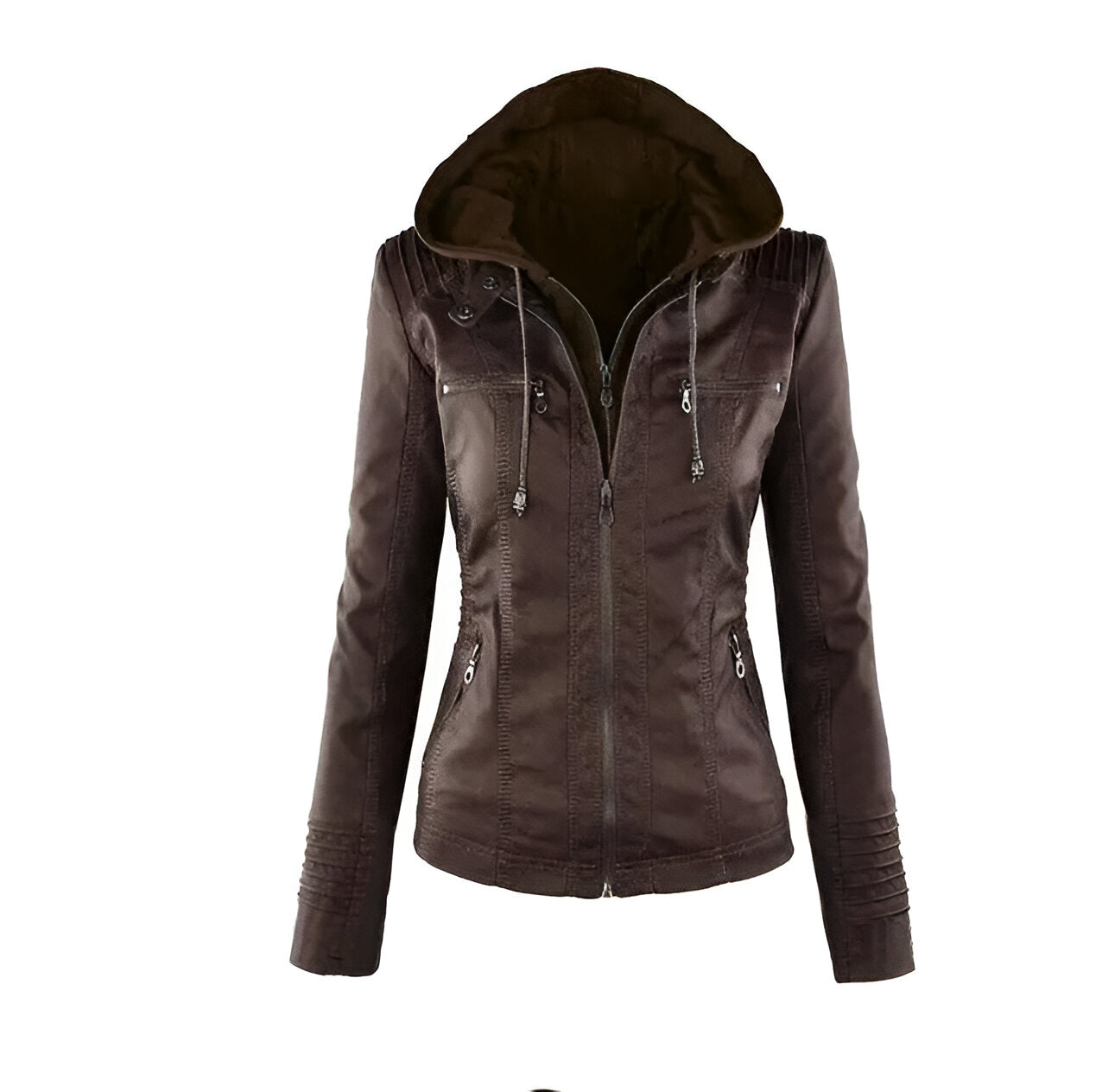Odolina | Schicke Lederjacke mit Reißverschluss und Kapuze