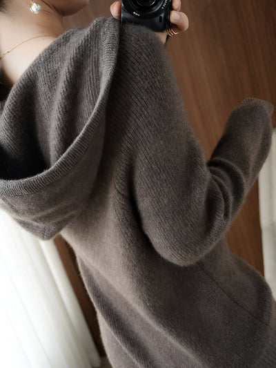 Sina | Kuscheliger Kaschmir-Wollmischung Kapuzen-Pullover-Mantel