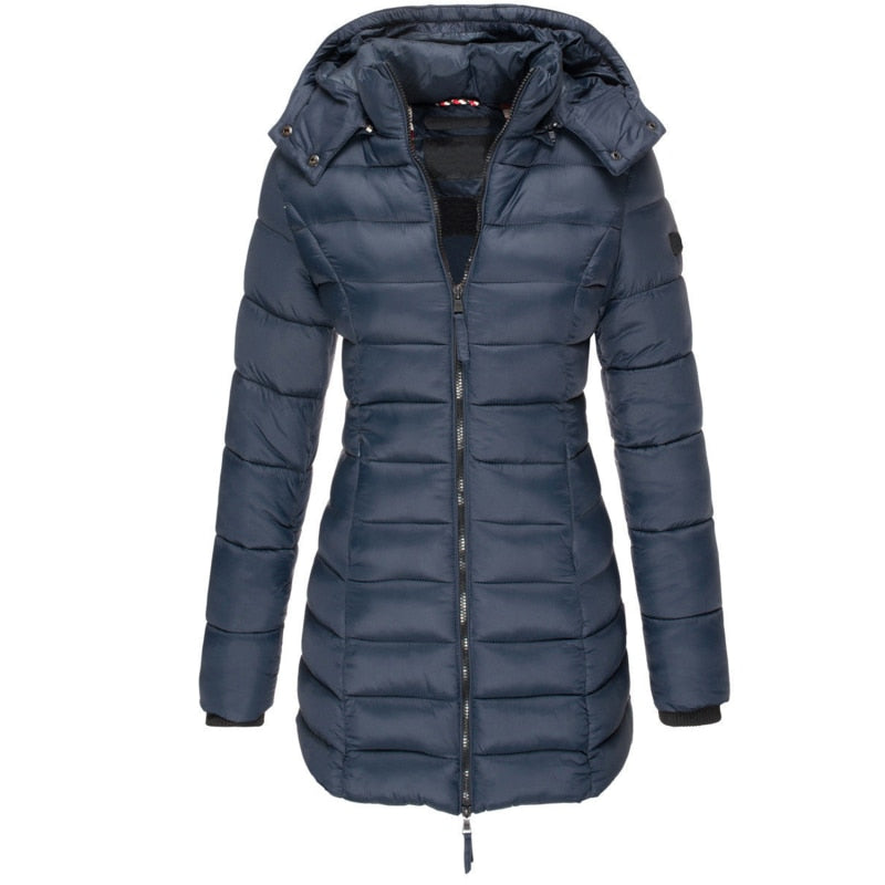 Klassische Damen Steppjacke mit Kapuze