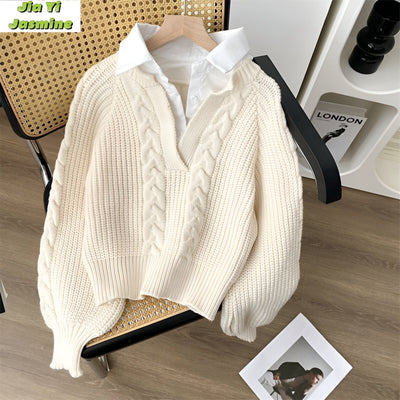 Wilhelmine | Japanische Lazy Retro Design mit zwei Pullover für Frauen