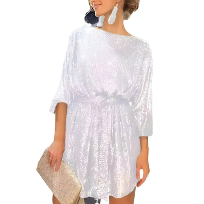 Frieda | Minikleid mit runder Ausschnitt und Perlenriemen