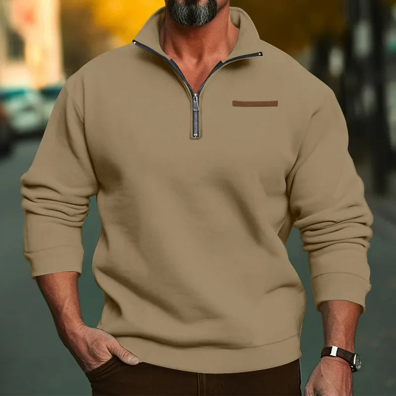Halbreißverschluss-Pullover aus Samt für Herren