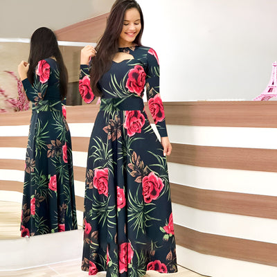 Monika | Elegantes Blumen-Maxikleid für den Herbst