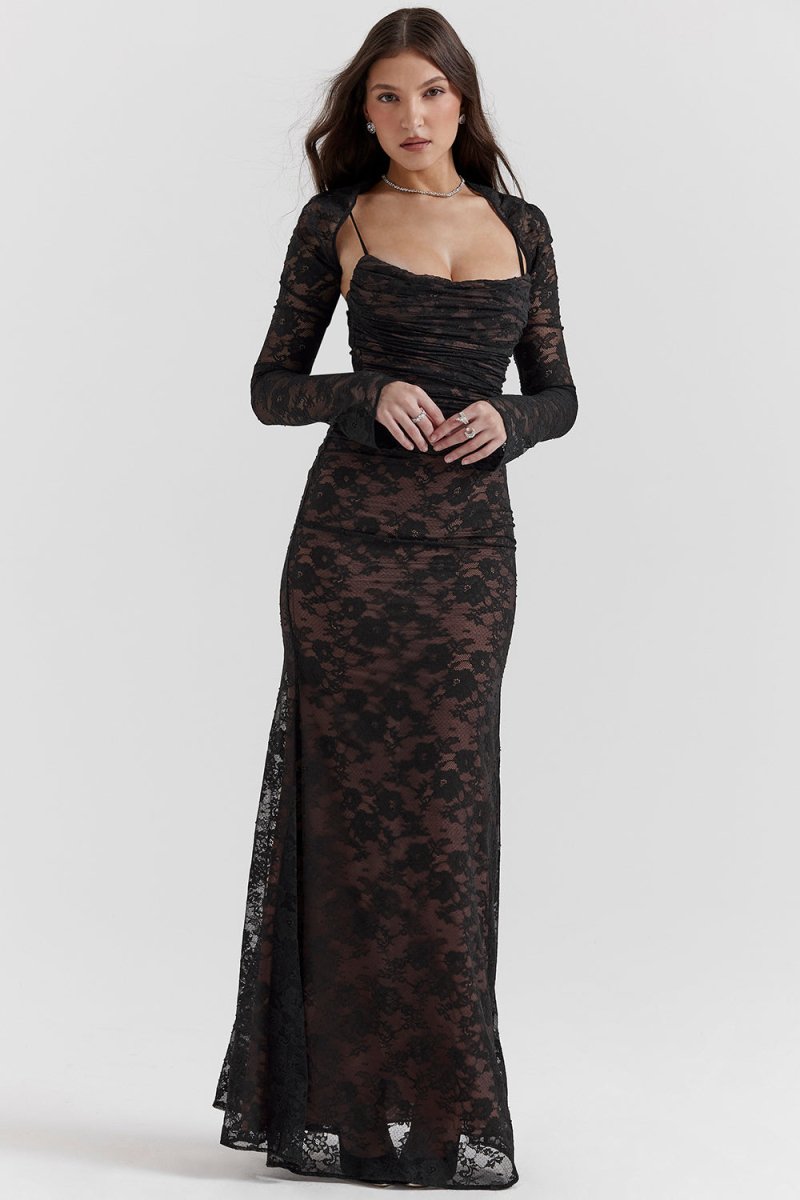 Desideria - Elegantes Damen Kleid mit Spitzen-Korsett und Schnür-Taille für Hochzeiten und Festlichkeiten