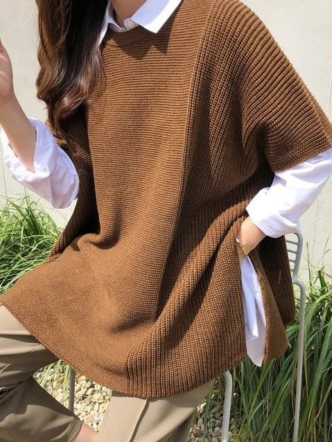 Lässiger Damen-Pullover mit seitlichem Schlitz