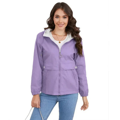 Trenchcoat mit Kapuze und Reißverschluss für Frauen