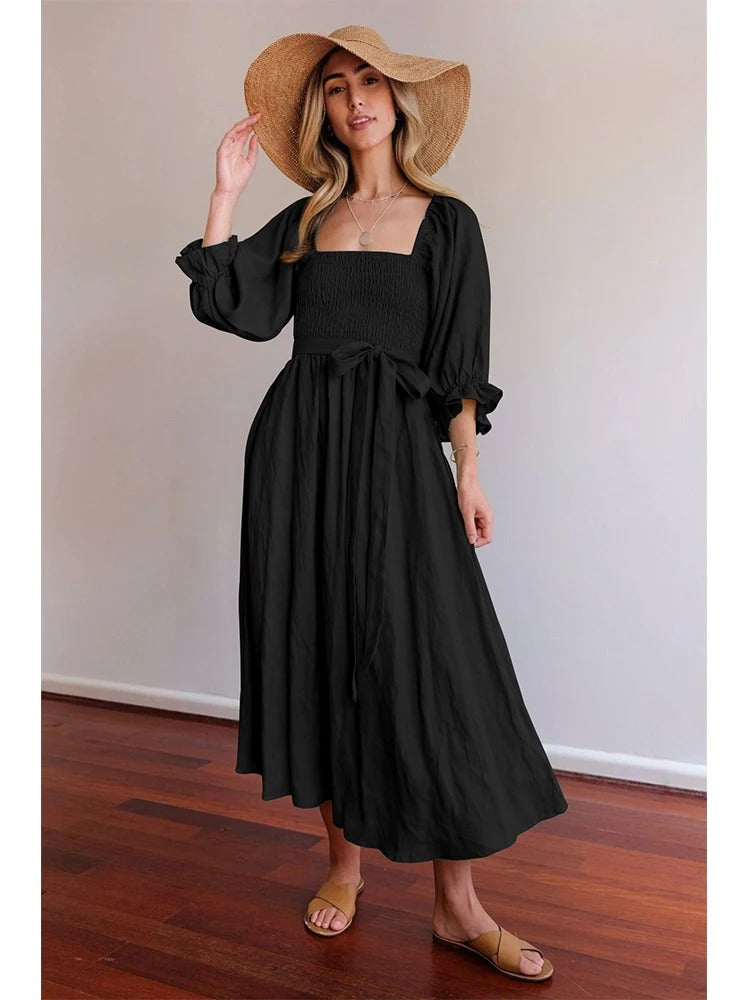 Elegantes Kleid für Damen mit französischen Rüschenärmeln – Ysaline