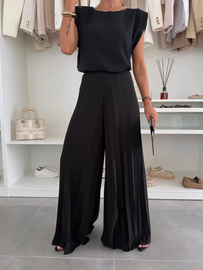 Almut | Elegantes Set mit plissierter Palazzo-Hose