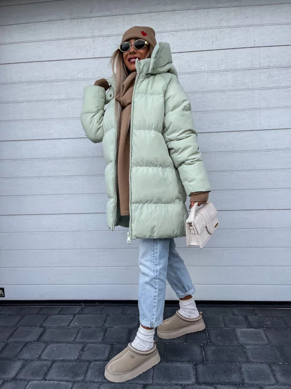 Beiger Wintermantel in Extra-Länge - Lena