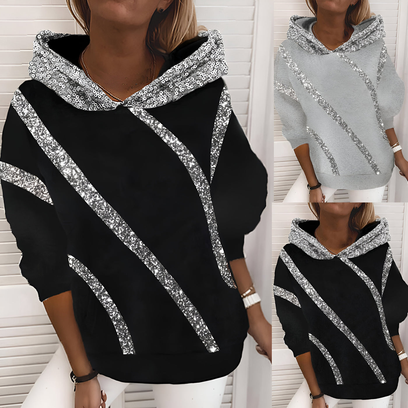 Nikita | Trendige Oversized Hoodie mit Pailletten-Print