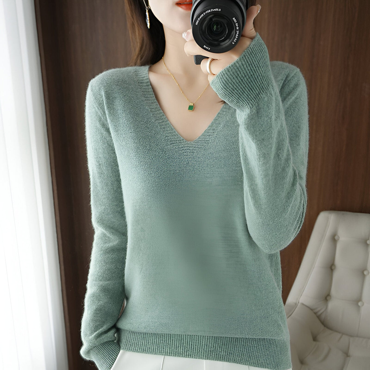 Lieselotte | Gemütlicher V-Ausschnitt Strickpullover