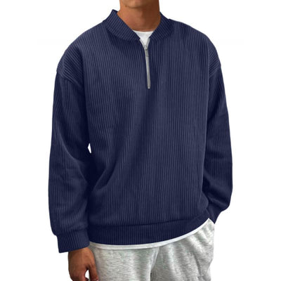 Lässiger gestreifter Zip-Pullover für Herren