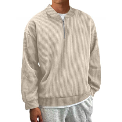 Lässiger gestreifter Zip-Pullover für Herren