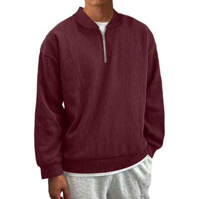Lässiger gestreifter Zip-Pullover für Herren
