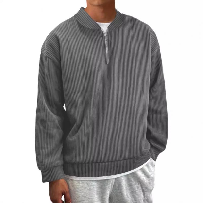 Lässiger gestreifter Zip-Pullover für Herren