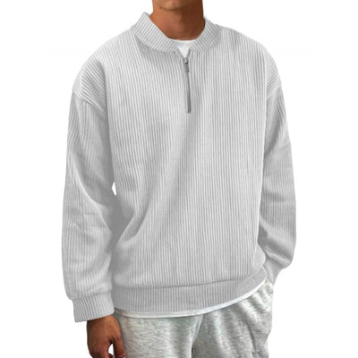 Lässiger gestreifter Zip-Pullover für Herren