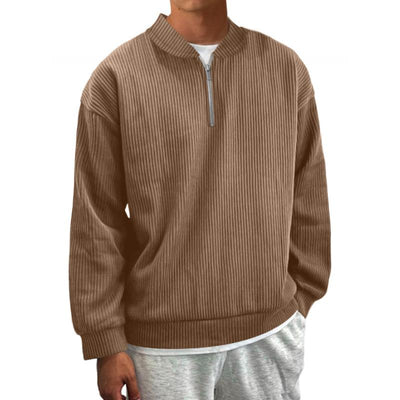 Lässiger gestreifter Zip-Pullover für Herren