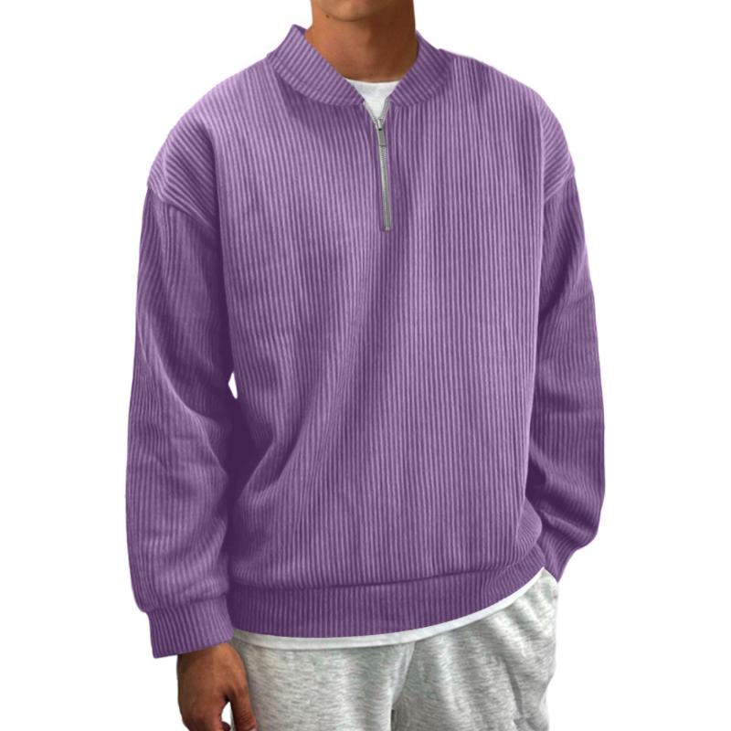 Lässiger gestreifter Zip-Pullover für Herren