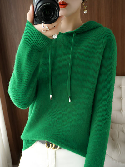 Sina | Kuscheliger Kaschmir-Wollmischung Kapuzen-Pullover-Mantel