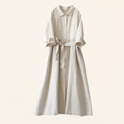 Elegantes Leinenkleid für Damen im Hemdblusen-Stil - Auron