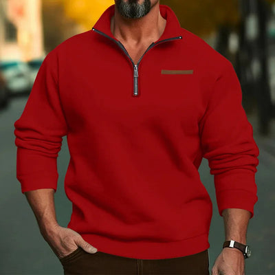 Halbreißverschluss-Pullover aus Samt für Herren