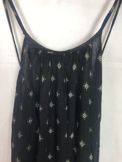 Schwarzes Bohème-Trägerkleid für Frauen mit geometrischem Muster