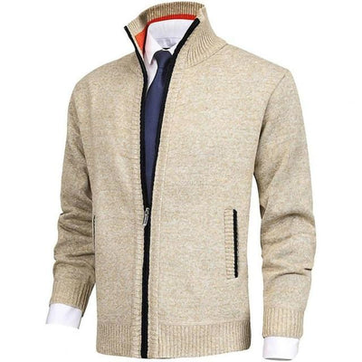 Klassische Strickjacke mit durchgehendem Reißverschluss für Männer