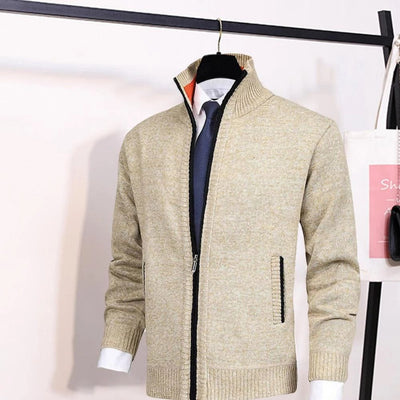 Klassische Strickjacke mit durchgehendem Reißverschluss für Männer