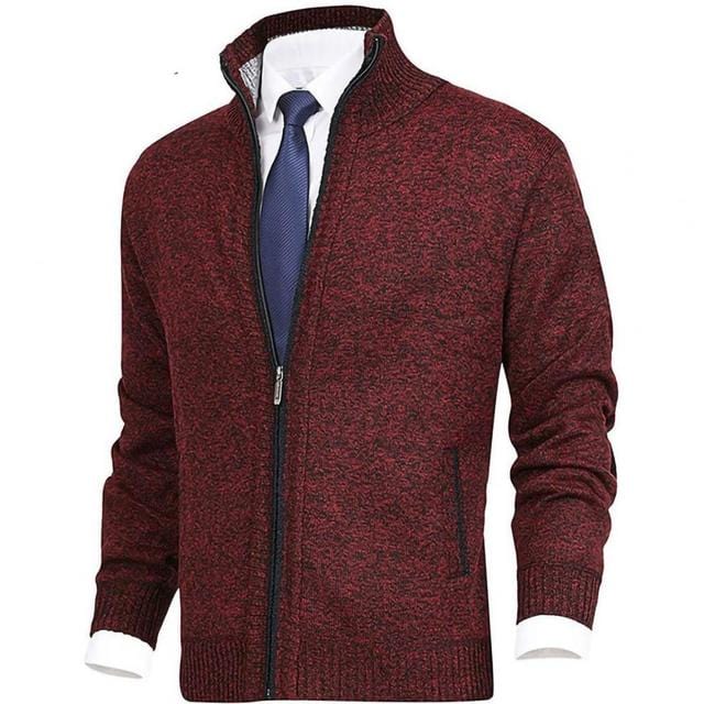 Klassische Strickjacke mit durchgehendem Reißverschluss für Männer