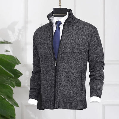 Klassische Strickjacke mit durchgehendem Reißverschluss für Männer